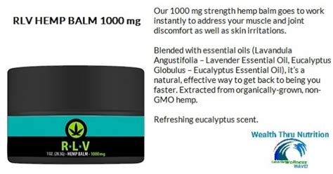Premium Rlv Hemp Balm 1000 Mg Rapid Pain Relief And Skin Irritations