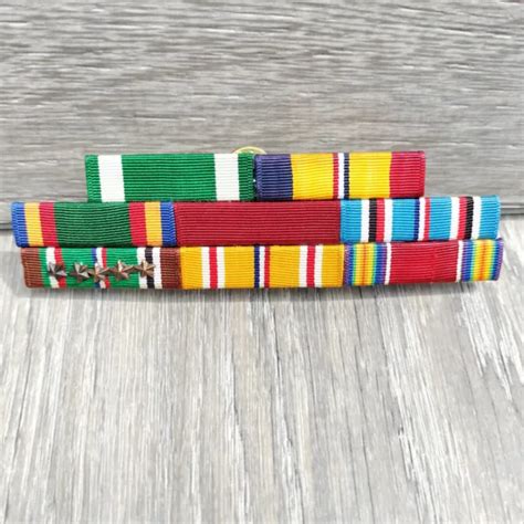 Vintage Us Military Wwii Uniform Mounted Ribbons And Ribbon Bar W