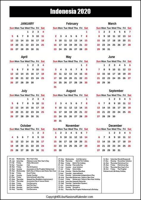 Holiday Calendar 2022 Indonesia