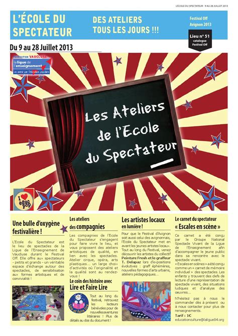 Ecole Du Spectateur Les Ateliers By La Ligue De L Enseignement Vaucluse Issuu