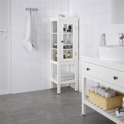 Hemnes High Cabinet With Glass Door White 42x38x131 Cm Ikea