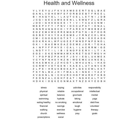 Health And Wellness Word Search Wordmint Word Search Printable