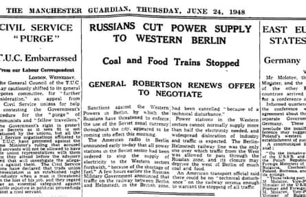 Wikimedia commons has media related to newspapers of berlin. The Berlin blockade - archive, 1948 | Cold war | The Guardian