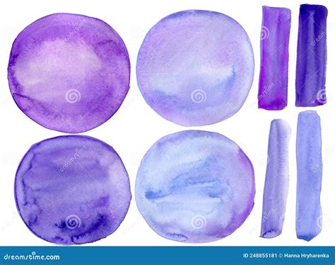 Purple Circles Set Of Abstract Elements On White Isolated Background