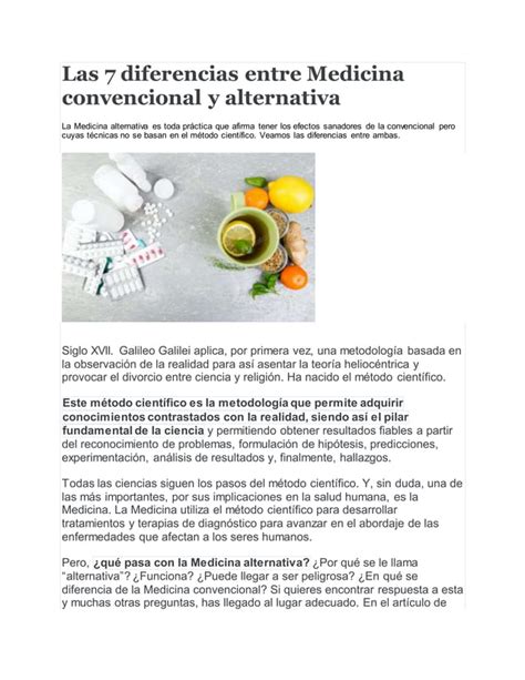 Las 7 Diferencias Entre Medicina Convencional Y Alternativadocx