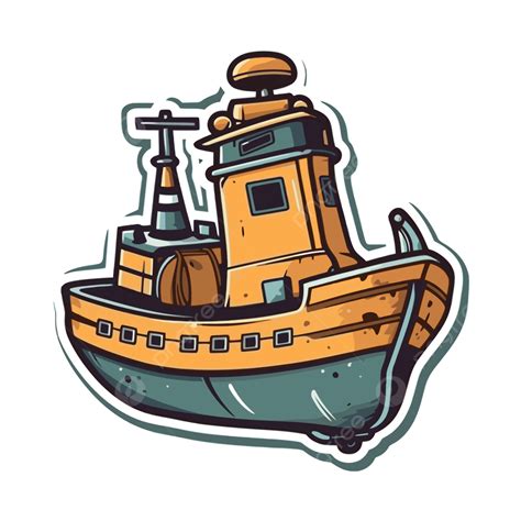 Vintage Cartoon Boat Style Illustration Vector Clipart Shipping