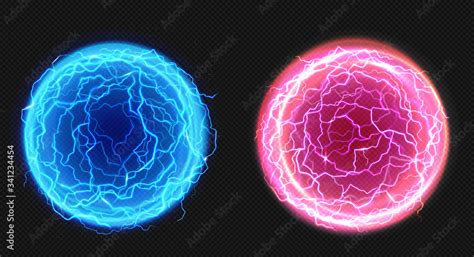Electric Balls Lightning Circle Strike Plasma Spheres In Blue And