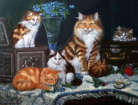 Many Cats Paintings Sylvia Scheen Cat Painting Cat Art Fancy Cats