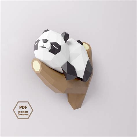 Papercraft Little Panda Diy Paper Craft 3d Template Pdf Kit 677