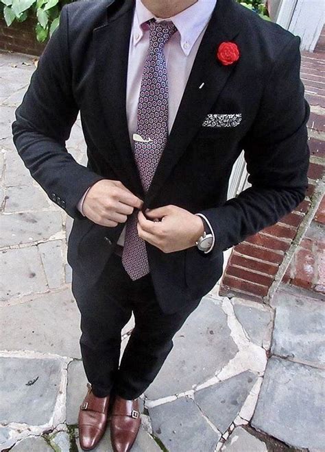 How to wear pink, like a man. Men's black suit with pink tie and light pink shirt and ...