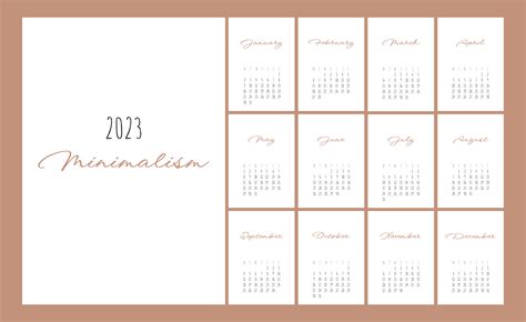Calendar 2023 Trendy Minimalist Style Set Of 12 Pages Desk Calendar
