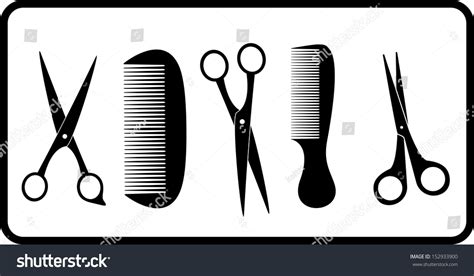 Black Isolated Scissors Comb Silhouette Stock Vector Royalty Free