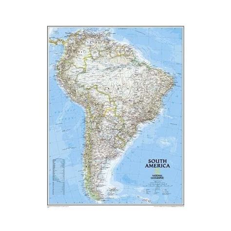 South America Wall Map Enlarged And Laminated By National Geographic Maps