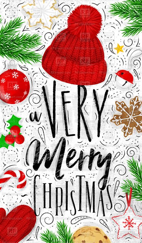 Christmas Poster With Lettering Vector Image Of Holiday