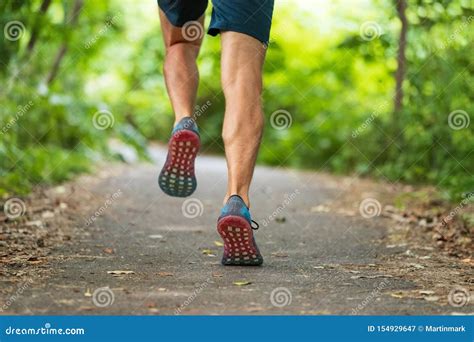 Runner Man Training Marathon Run Race Running On Forest Park City Path