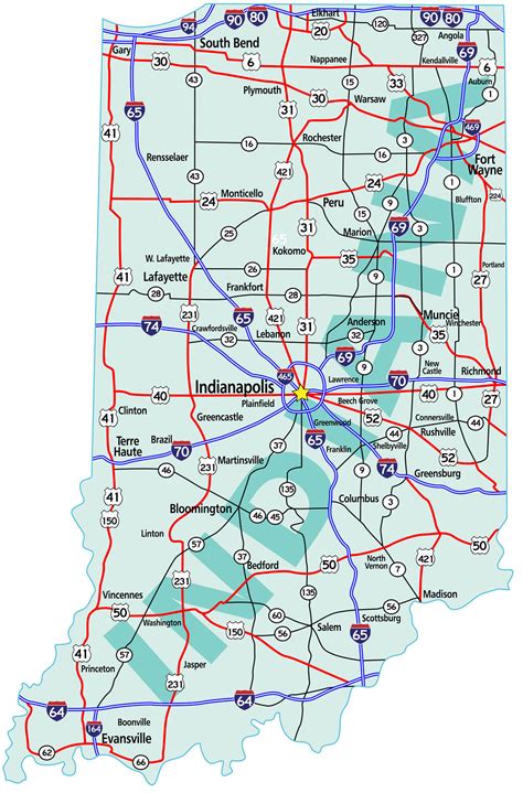 Large Detailed Roads And Highways Map Of Indiana State With All Cities The Best Porn Website