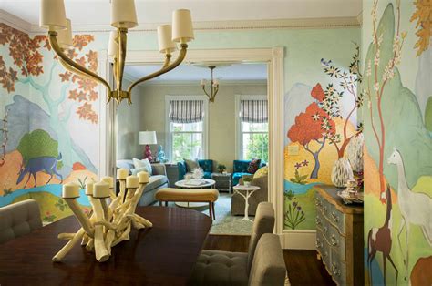 Room Of The Day Original Mural Brings Joy To A Formal Dining Room