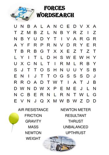 Physics Word Search Forces Includes Solution Teaching