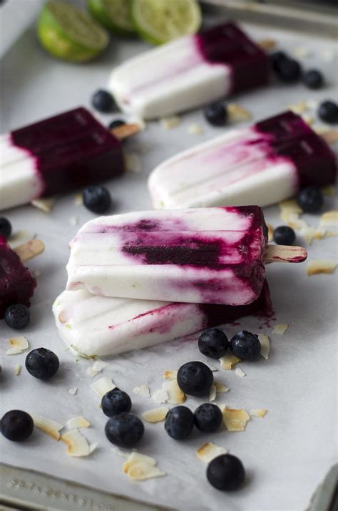 Roasted Blueberry Coconut And Lime Popsicles Recipe Lime Popsicles