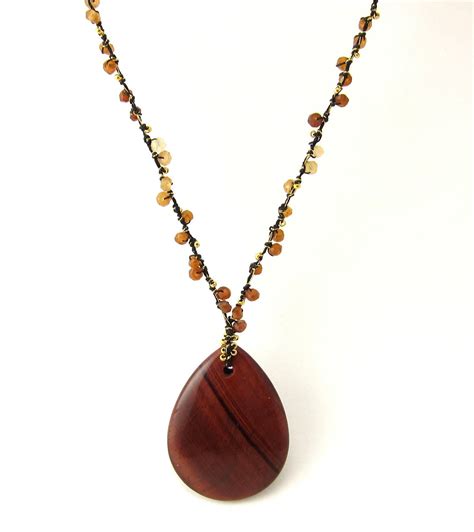 Red Tiger Eye Necklace Red Tiger Eye Pendant Red Necklace Brown