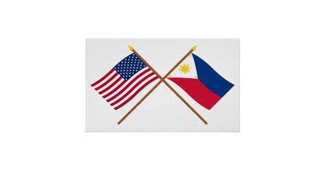 Us And Philippines Crossed Flags Poster Zazzle