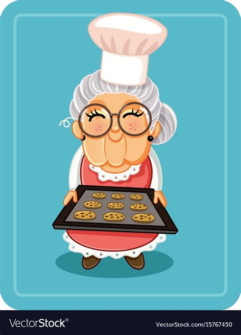 Vector Illustration A Cute Granny With A Tray Of Sweets Download A