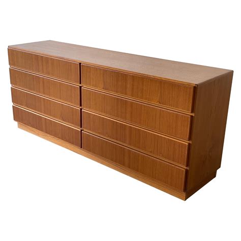 Mid Century Danish Teak Eight Drawer Low Dresser At 1stdibs