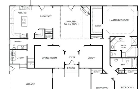 Home Floor Plans 4 Bedroom Open Plan Design Master One Modern Single