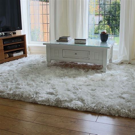 White Ultra Thick Plush Shaggy Rug Rugs In Living Room White Fluffy