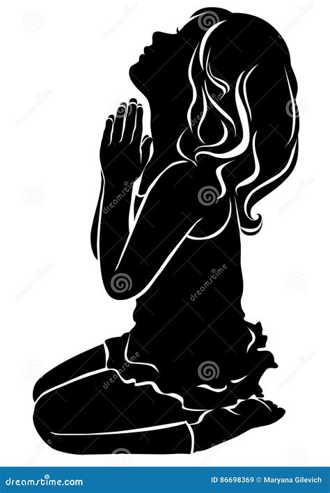 Silhouette Girl Praying Stock Vector Illustration Of Pleasure 86698369