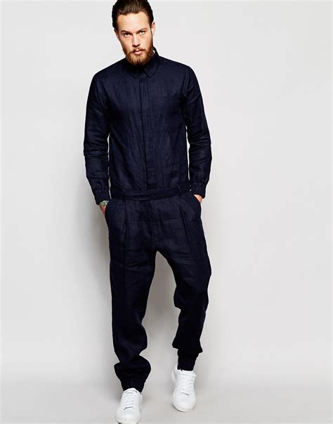 Shop for mens designer sweat suits online at target. ASOS Linen Slim Boiler Suit In Textured Fabric In Navy in ...