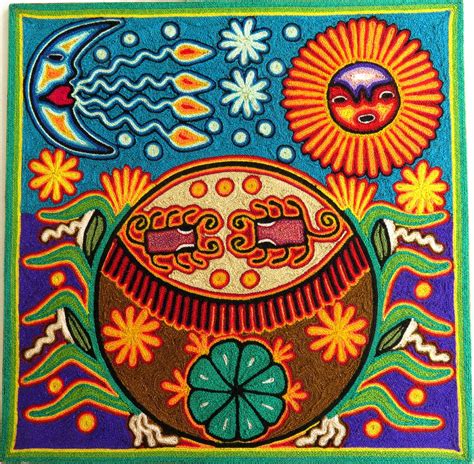 12 Huichol Yarn Painting 30 005 F Mexican Art Mexican