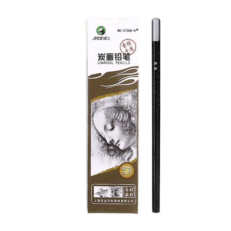 Maries C7300 12pcs Charcoal Pencil Set Black Softmediumhard Nib