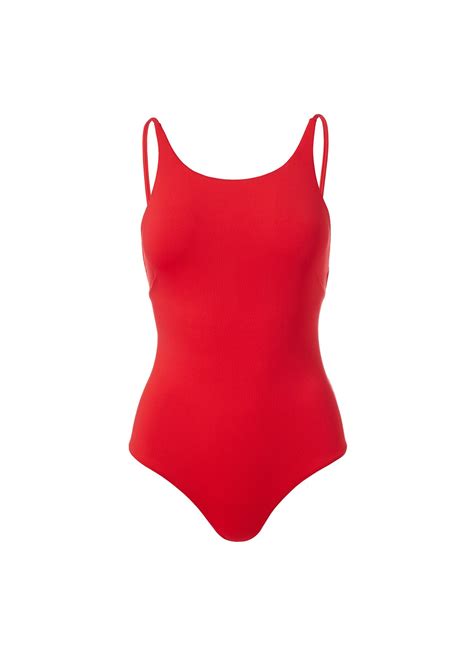 Melissa Odabash Tahiti Red Ruched Halterneck Swimsuit Official Website