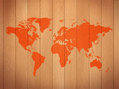 Wooden world map | PSDGraphics