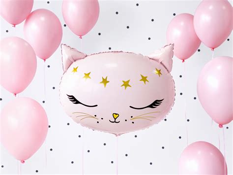 Giant Cat Balloon 19in48cm Pink Cat Balloon Cat Foil Etsy Uk