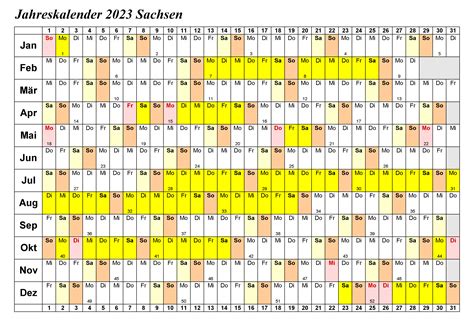 Jahreskalender 2023 Sachsen Zum Ausdrucken | The Beste Kalender