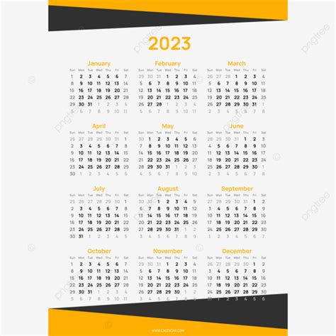 Gelb Und Schwarz 2023 Kalender Einfaches Design Kalender 2023