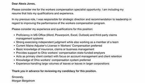sample letter to workers' compensation