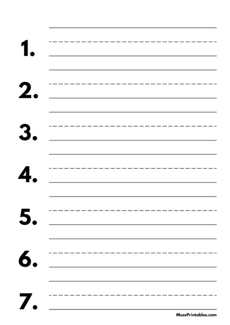 Numbered Lined Paper Printable Printable World Holiday
