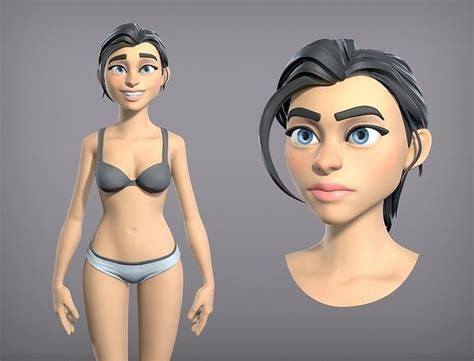 3d Model Cartoon Female Character Kate Base Mesh Vr Ar Low Poly Cgtrader