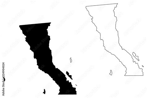 baja california united mexican states mexico federal republic map vector illustration