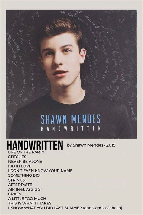 Shawn Mendes Shawn Mendes Album Handwritten Shawn Mendes Shawn