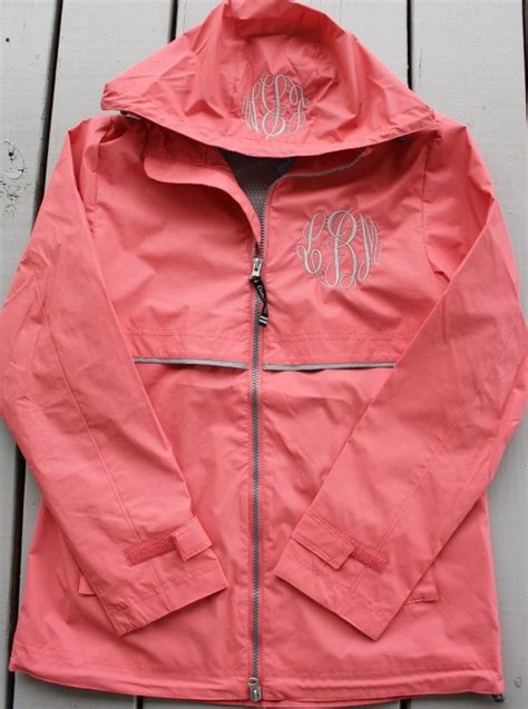 Monogrammed Rain Jacket Hood And Chest Monogram 6000 Via Etsy My