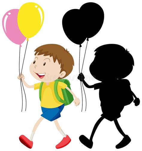 Boy Holding Balloon Silhouette Stock Illustrations 184 Boy Holding