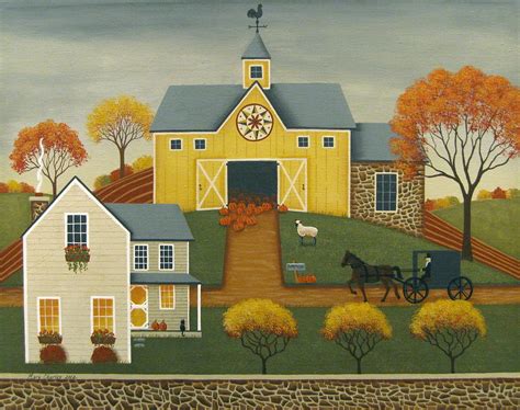 Yellow Barn Painting By Mary Charles