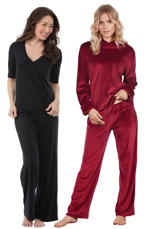 Black Naturally Nude Pjs And Garnet Tempting Touch Pjs In Bundle And Save