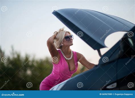 The Woman S Car Broke Down Stock Photo Image Of Driver