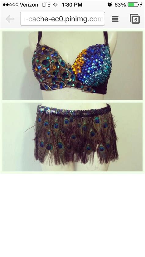 Two Pictures Of A Bra With Peacock Feathers On It