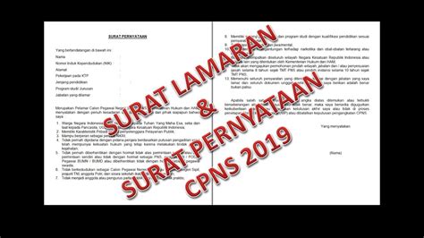 Ini link surat resmi kemenkumham cpns 2019. FORMAT SURAT LAMARAN & SURAT PERNYATAAN CPNS 2019 UNTUK ...